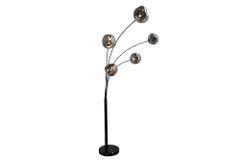 Design Stehlampe LIQUID DIAMOND 200cm schwarz smoke grau fünf Glasschirme mit Marmorfuß