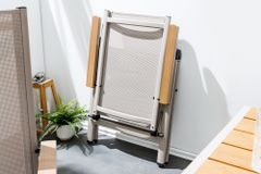 Outdoor Gartenstuhl DESIGNO taupe Aluminium klappbar wetterfest Hochlehner