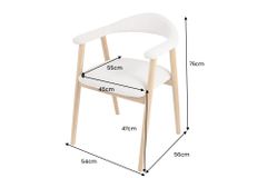 Design Stuhl VALHALLA WOOD natur Eiche creme Strukturstoff mit Armlehne