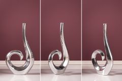 Moderne Vase WAVE 47cm silber Aluminium poliert Dekoration