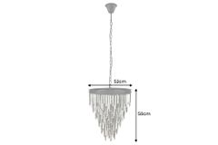 Luxus Kronleuchter KRISTALL 50cm grau mit Glasprismen schwarz Eisen Hängelampe