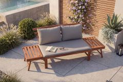 Outdoor Garten Sitzbank MODULAR 200cm natur grau Akazie inkl. Kissen klappbar
