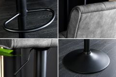 Höhenverstellbarer Barhocker MODENA grau Samt Metall schwarz drehbar