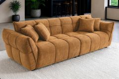 XXL Sofa CLOUD 260cm senfgelb Vogue Samtstoff Bigsofa Federkern inkl. Kissen