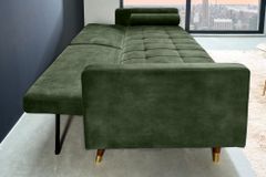 Modernes Schlafsofa COUTURE 200cm grün Microvelours 3-Sitzer Couch mit Schlaffunktion