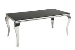 Eleganter Design Esstisch MODERN BAROCK 180cm schwarz Edelstahl Opalglas Tischplatte