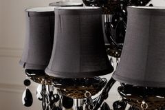 Design Kronleuchter BLACK CRYSTAL XL 80cm schwarz Acryl 15-armig Lüster mit Schirmen