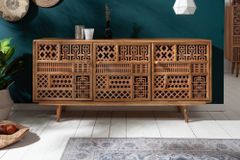 Massives Sideboard MARRAKESCH 160cm Mangoholz mit Verzierung Boho Stil