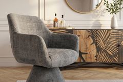 Drehbarer Stuhl AMBIENTO grau Bouclé 180° mit Auto-Return Polsterstuhl
