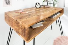 Massiver Schreibtisch SCORPION 100cm natur Mangoholz Hairpin Legs