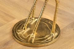 Runder Beistelltisch WILDLIFE CRANE 55cm gold Glas Kranich-Skulptur handmade