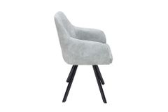 Retro Design Stuhl LUCCA stone grau Microfaser mit Armlehne Steppung gepolstert