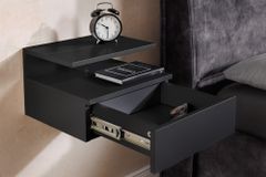 Hängender Nachttisch FLOATING 35cm schwarz Regal mit Schublade