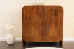 Quadratisches Lowboard BRASIL 75cm braun Mango Massivholz zwei Fächer Schrank