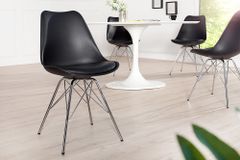 Retro Stuhl SCANDINAVIA MEISTERSTÜCK schwarz verchromtes Gestell