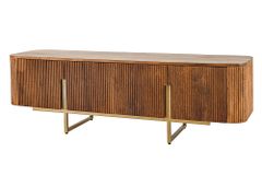 Design TV Board GATSBY 160cm braun mattgold Mangoholz Retro