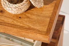 Handgearbeiteter Beistelltisch S 60cm braun Sheesham Massivholz stone finish Ablage
