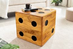 Massiver Würfel-Hocker CUBE 40cm natur Mangoholz Beistelltisch stapelbar mit Fach