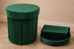 Runder Hocker ÉLAN 40cm grün Samt faltbar mit Stauraum