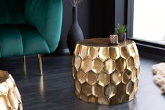 Design Beistelltisch ORGANIC ORIENT 55cm gold Metall Hammerschlag Nachttisch handmade rund