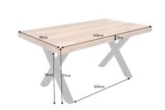 Massiver Esstisch IRON CRAFT 160cm natur Mangoholz Industrial Design schwarz Metall