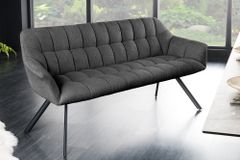 Esszimmer Sitzbank PAPILLON 165cm anthrazit Flachgewebe mit Lehnen schwarzes Metallgestell