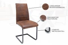 Industrial Freischwinger Stuhl APARTMENT antik braun mit Metallgestell