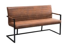 Industrial Freischwinger Bank LOFT 160cm vintage braun mit Armlehne
