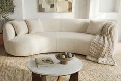 Modernes Sofa ATELIER 230cm beige Bouclé 3-Sitzer Couch inkl. Kissen