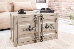 Container-Schrank GLOBETROTTER 80cm greige Metall Couchtisch mit Flügeltüren Kommode