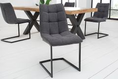 Design Freischwinger Stuhl MIAMI dunkelgrau Metallgestell matt schwarz