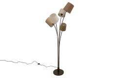 Design Stehlampe LEVELS 176cm weiß beige braun mit 5 Leinenschirmen