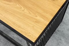 Design Couchtisch ARCHITECTURE 100cm schwarz Wildeiche Rauchglas Metall Holz