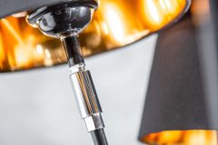Design Stehlampe LEVELS 176cm mit 5 Leinenschirmen schwarz gold Stehleuchte