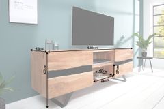 Massives TV-Board AMAZONAS 160cm Akazie Metall Lowboard Baumkante