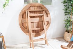 Massiver Gartentisch EMPIRE TEAK 90cm Teakholz rund klappbar Balkontisch Outdoor