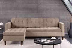 Retro Ecksofa STOCKHOLM 220cm taupe Cord Federkern 3-Sitzer