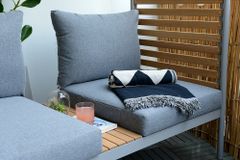 Outdoor Balkonlounge 2-Sitzer COCOONING anthrazit Aluminium Holz mit Hocker wetterfest