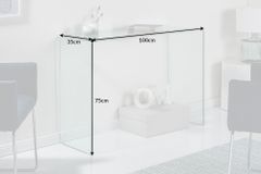 Extravaganter Glas Konsolentisch FANTOME 100cm transparent Schreibtisch Ganzglastisch
