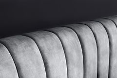Retro Bett AMSTERDAM 180x200cm grau Samt schwarz Metall Polsterbett