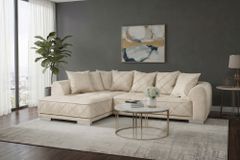 Modernes XXL Ecksofa DECADENCIA 320cm beige Samt Bigsofa inkl. Kissen