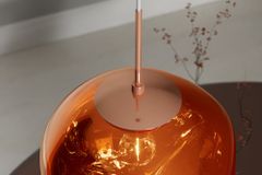 Runde Hängelampe LIQUID DIAMOND 20cm kupfer Glas Stahl Kugelleuchte