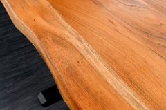 Höhenverstellbarer Schreibtisch MAMMUT 140cm natur Akazie Massivholz Baumkante