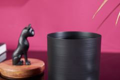 Design Dose PANTHER 20cm schwarz natur Mangoholz Panther-Figur Metall Dekoration