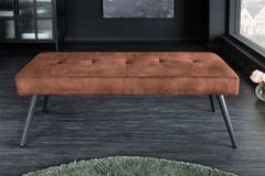 Design Sitzbank BOUTIQUE 100cm rostbraun Samt schwarze Metallbeine Polsterbank