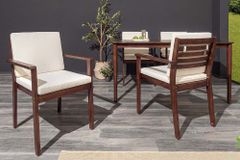 Outdoor Gartenstuhl KOPENHAGEN beige braun Akazie honey finish inkl. Kissen stapelbar