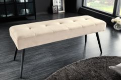Design Sitzbank BOUTIQUE 100cm champagner Samt schwarze Metallbeine