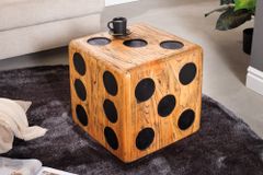 Massiver Würfelhocker CUBE 40cm natur Mindiholz Beistelltisch stapelbar