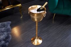 Dekorativer Sektkühler CHAMPAGNE 80cm antik gold handmade Metall Flaschenkühler