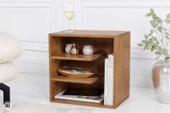 Massiver Beistelltisch CUBUS 45cm braun Mangoholz honey finish Regal Nachttisch